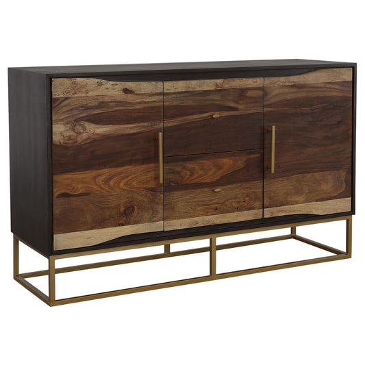 Zara 2-door 57-inch Wood Accent Storage Cabinet Black Walnut