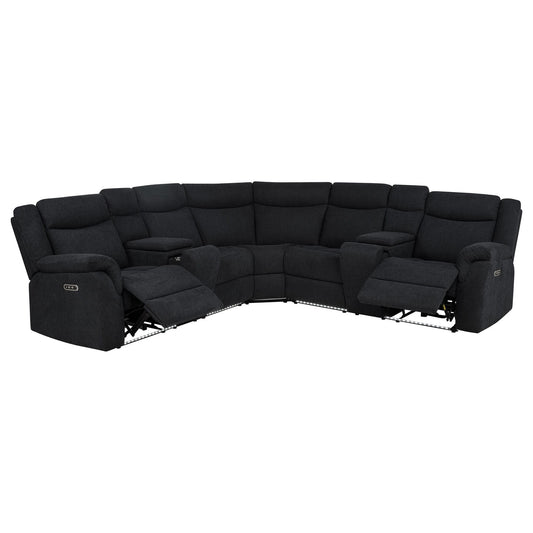 Hagen Upholstered Power Reclining Sectional Sofa Steel Grey