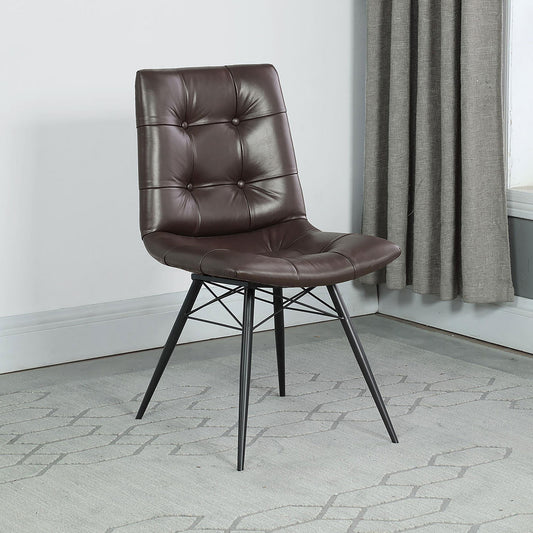 Aiken Faux Leather Upholstered Dining Side Chair Dark Brown (Set of 4)