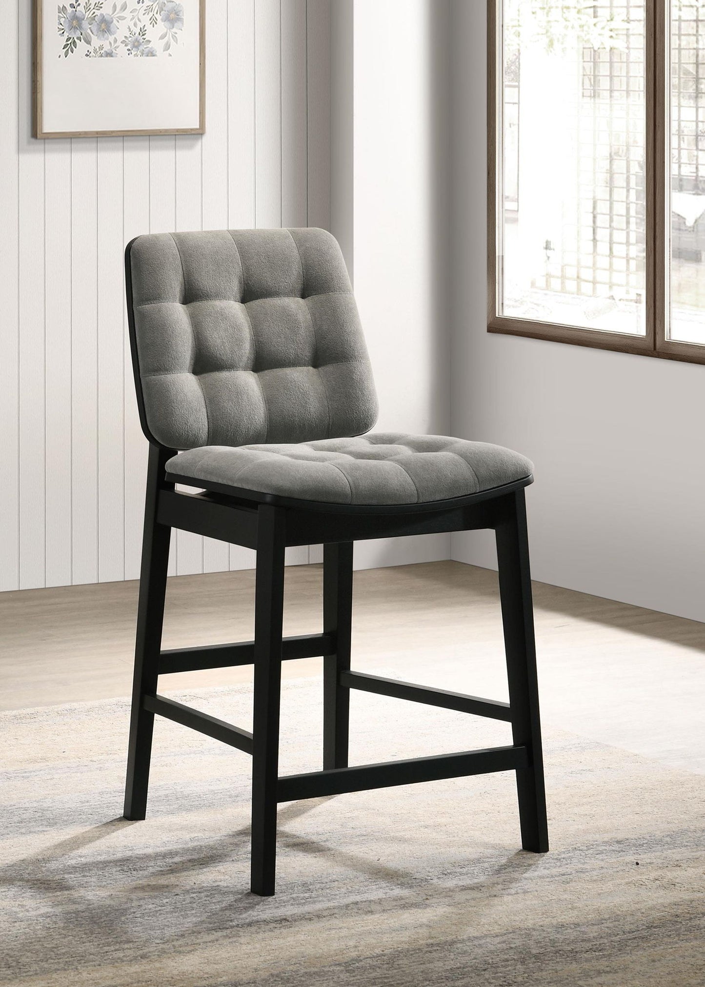 Redbridge Velvet Upholstered Counter Chair Grey and Black (Set of 2)