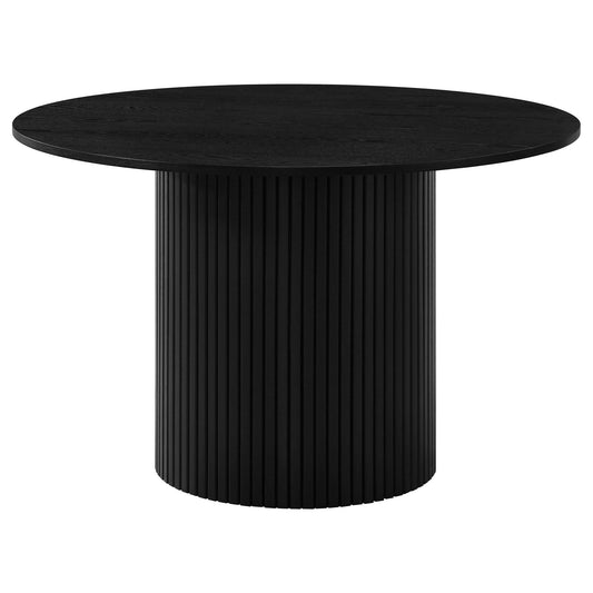 Hamlyn 5-piece Round Wood Dining Set Wheat and Black