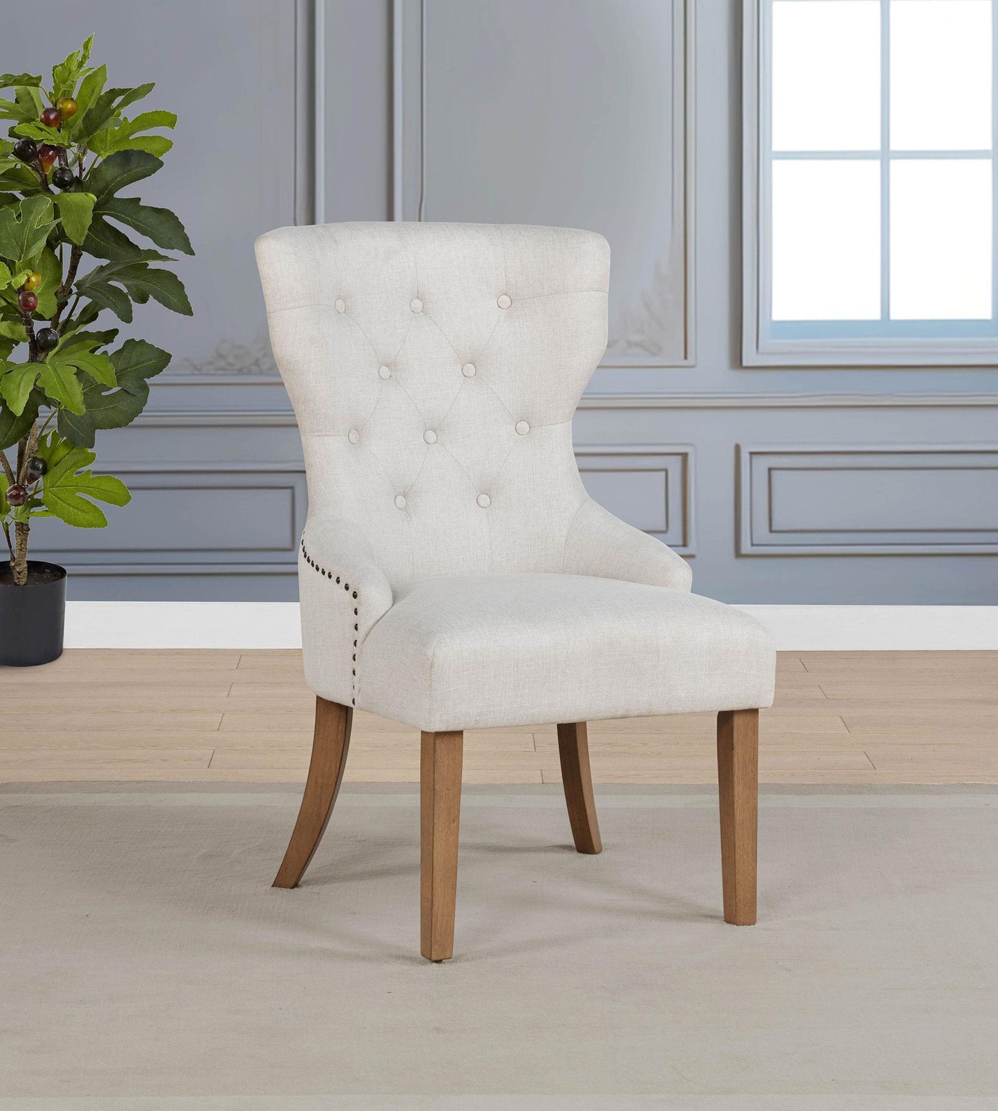 Baney Fabric Upholstered Dining Side Chair Beige and Rustic Grey