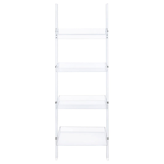 Amaturo 72-inch 4-shelf Acrylic Ladder Bookshelf Clear