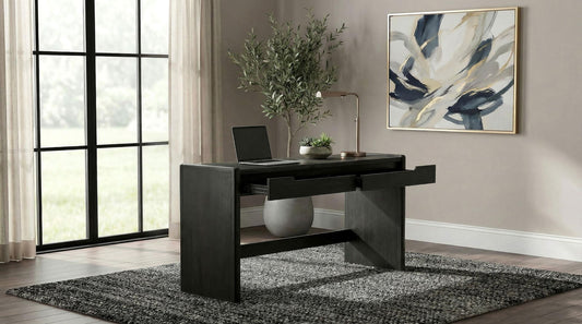 Leandro 2-drawer Home Office Writing Desk Burnished Black