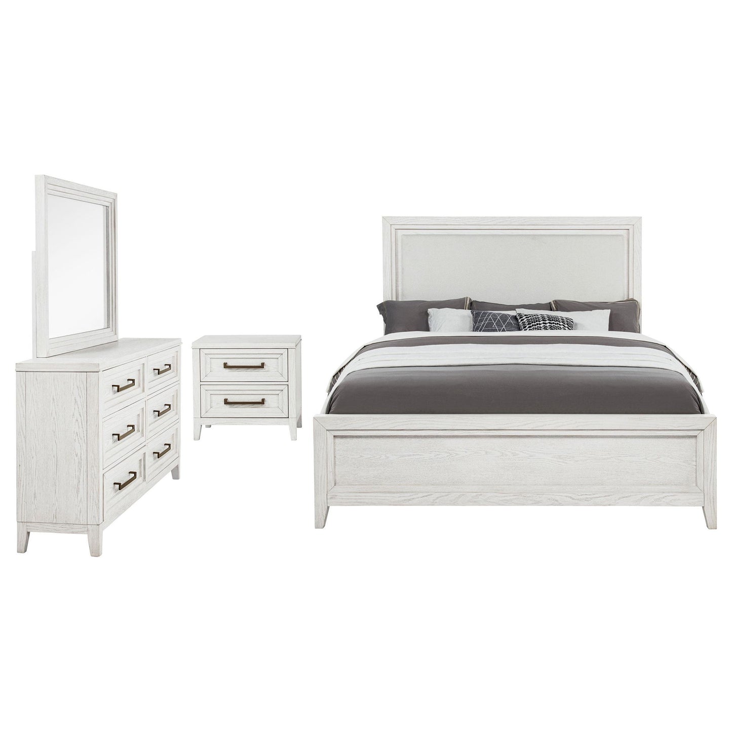 Marielle 4-piece Eastern King Bedroom Set Distressed White