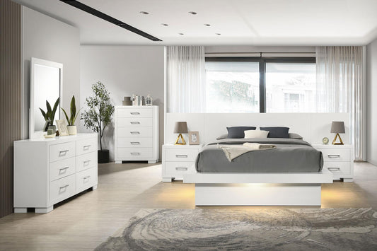 Jessica 6-piece Eastern King LED Bedroom Set Snow White