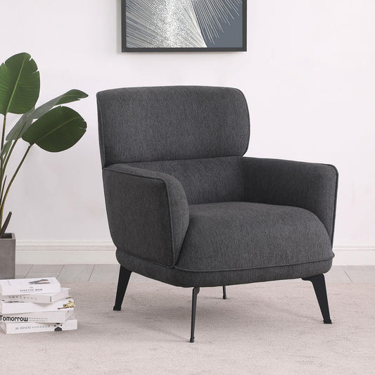 Andrea Upholstered Crescent Arm Accent Chair Grey