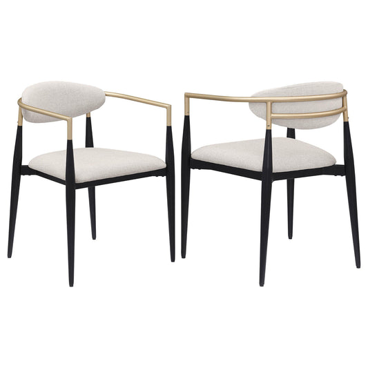Bradbury Fabric Upholstered Dining Arm Chair Beige (Set of 2)
