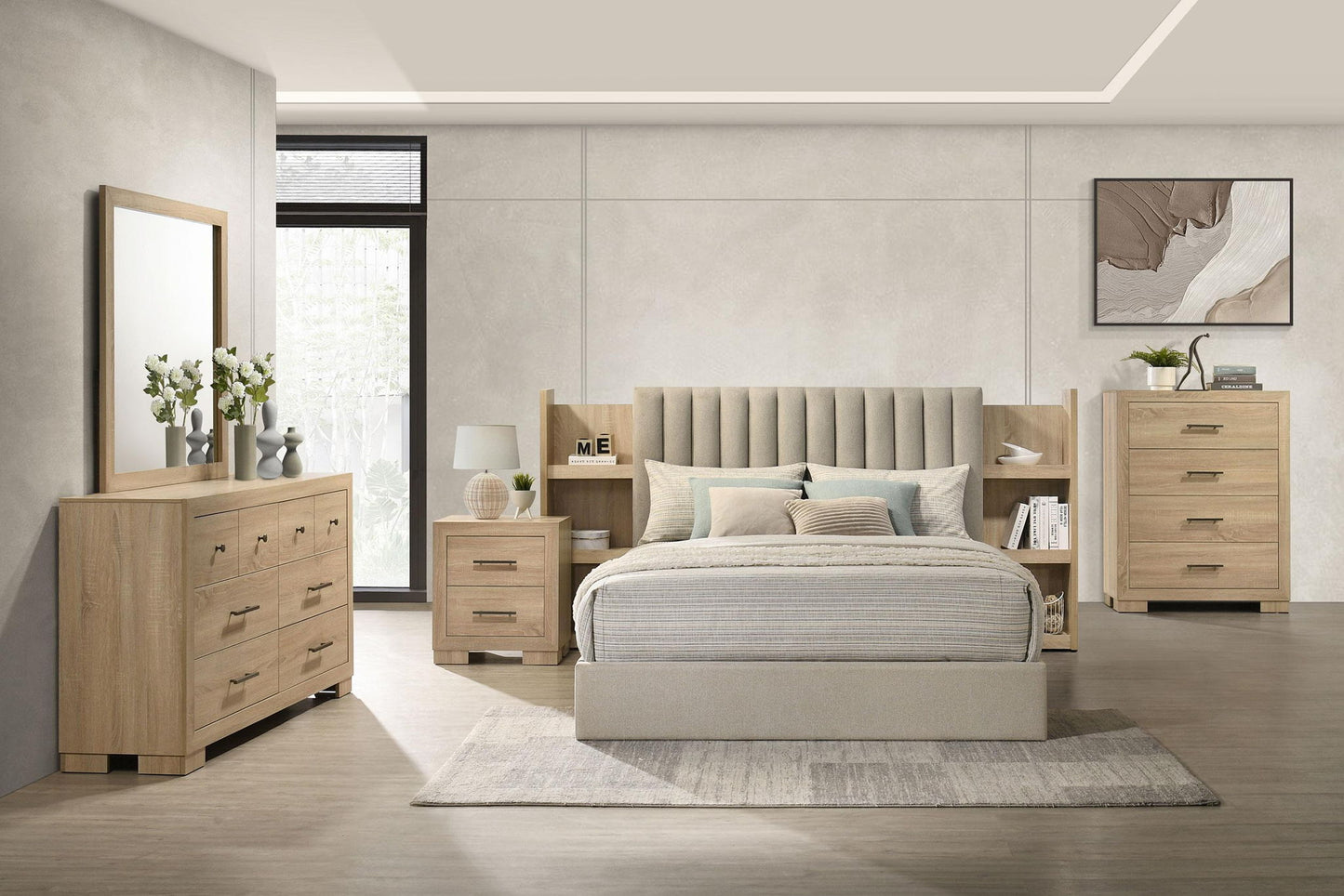 Arielle 5-piece Eastern King Bedroom Set Light Oak