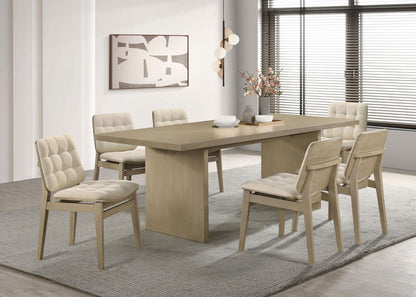 Decker 7-piece 82-inch Rectangular Dining Set Cream and Natural Oak