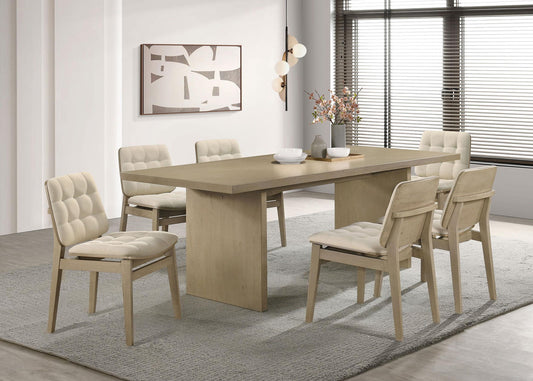 Decker 7-piece 82-inch Rectangular Dining Set Cream and Natural Oak
