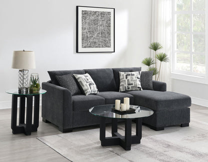 Storey Upholstered Sleeper Sectional Chaise Sofa Dark Grey