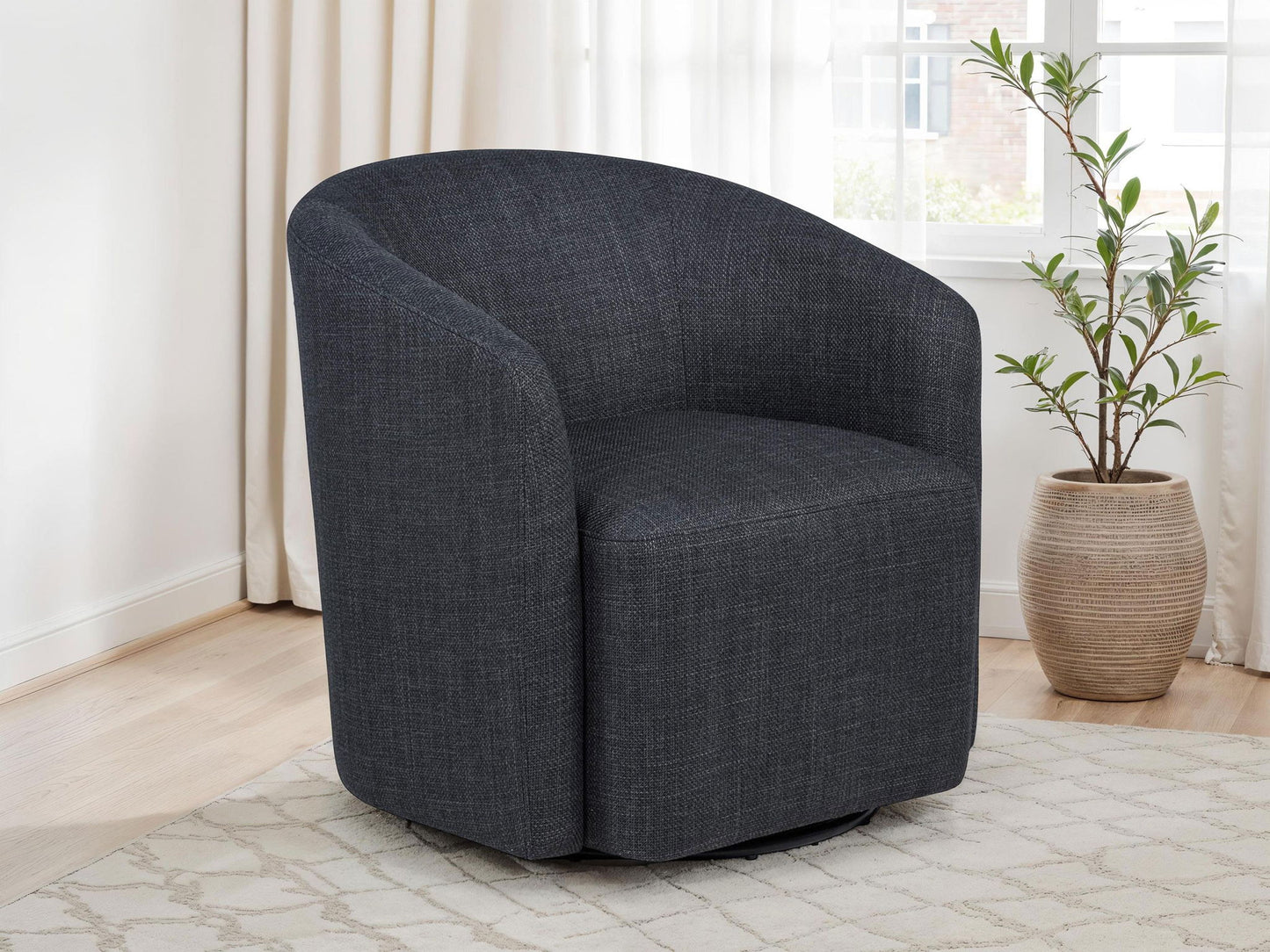 Mossbrook Fabric Upholstered Swivel Accent Chair Anthracite