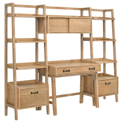 Fabian 2-piece 3-shelf Bookshelf with Drawer Distressed Light Brown