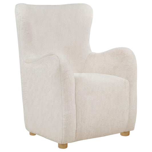 Thornton Faux Fur Upholstered Wingback Lounge Accent Chair Ivory
