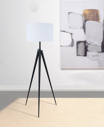 Harrington 60-inch Drum Shade Metal Tripod Floor Lamp Black