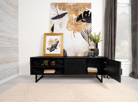 Marsden 2-door Mango Wood 70-inch TV Stand Charcoal Black