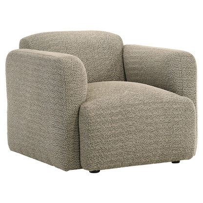 Dorset Fabric Upholstered Round Track Arm Accent Chair Brown