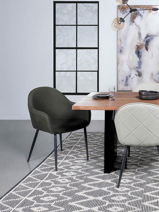Emma Fabric Upholstered Dining Arm Chair Charcoal (Set of 2)