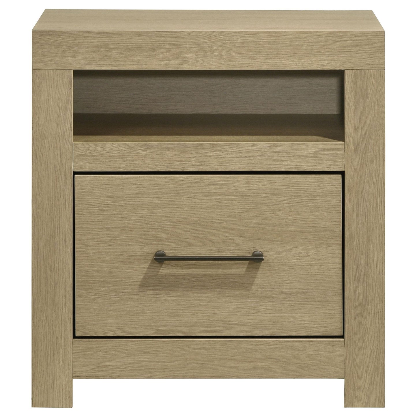 Hendricks 1-drawer Nightstand Bedside Table with Cubby Light Oak