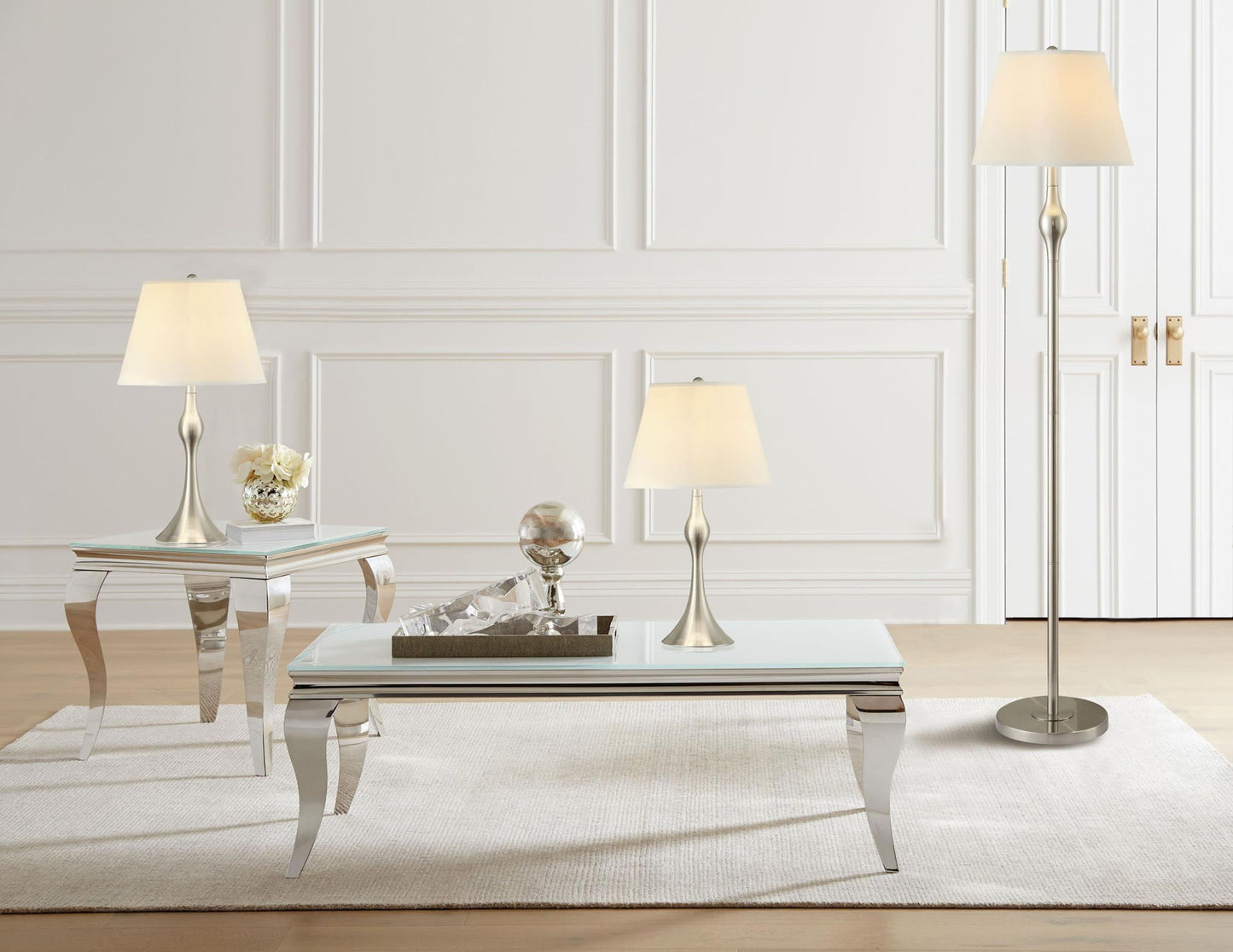 Griffin 3-piece Floor and Table Lamp Set Brushed Nickel