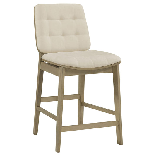 Redbridge Velvet Upholstered Counter Chair Cream and Natural Oak (Set of 2)