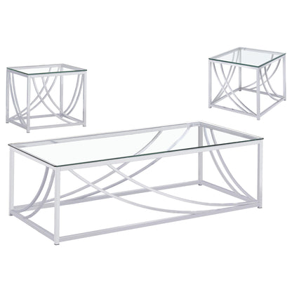 Lille 3-piece Glass Top Coffee And End Table Set Chrome