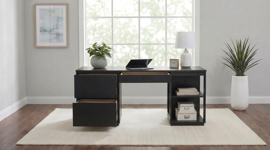 Harkes 75-inch 3-drawer Computer Desk with Adjustable Shelf Coffee Bean