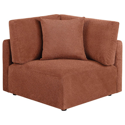 Elysia Chenille Upholstered Modular Corner Chair Coral