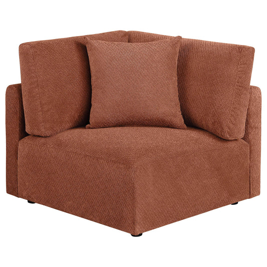 Elysia Chenille Upholstered Modular Corner Chair Coral