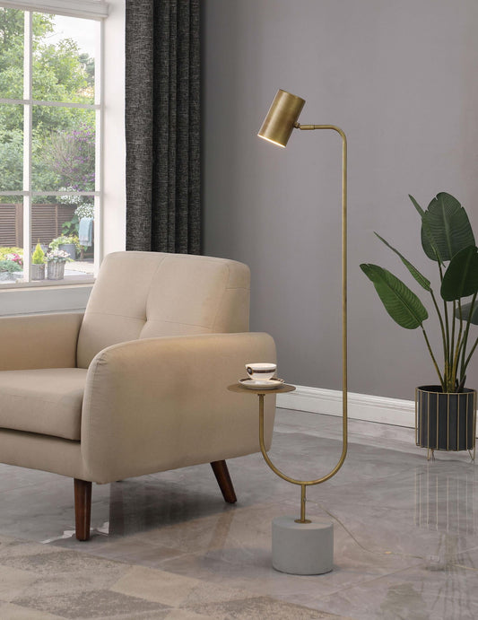 Jodie 55-inch Adjustable Floor Lamp Side Table Antique Brass