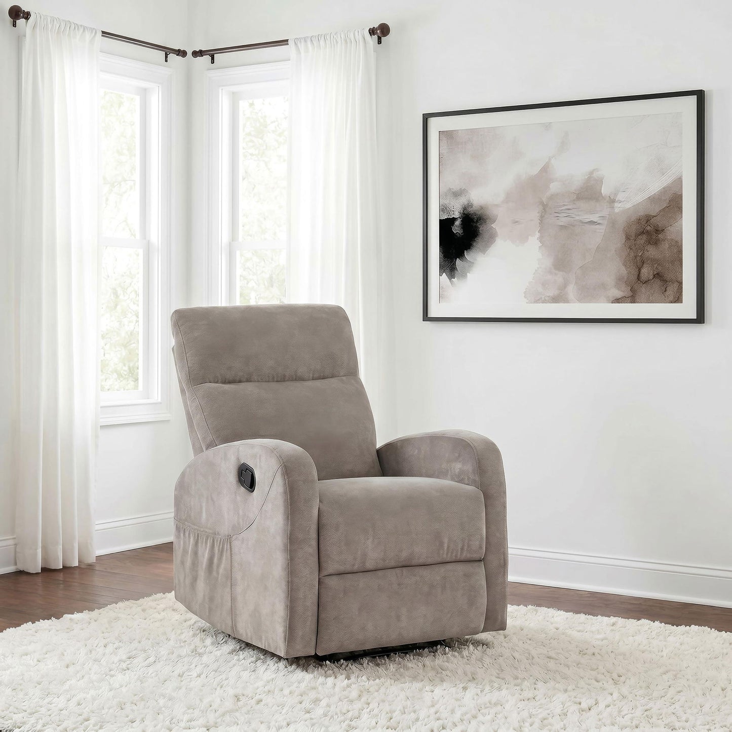 Hamilton Chenille Upholstered Manual Glider Recliner Sand