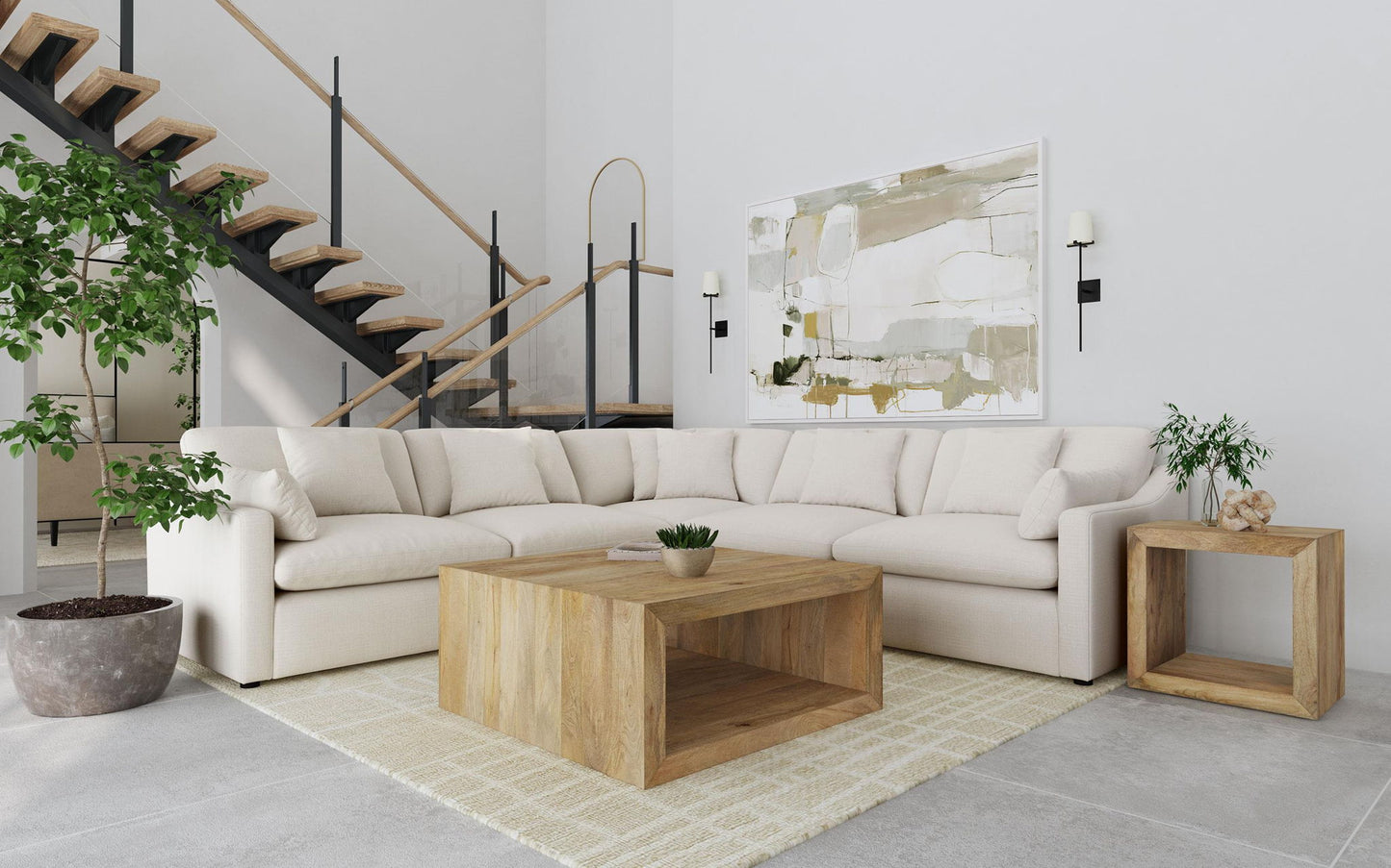 Hobson 5-piece Upholstered Modular Sectional Sofa Ivory