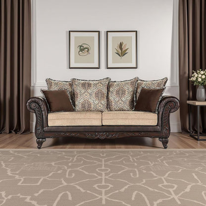 Elmbrook Upholstered Rolled Arm Sofa Brown
