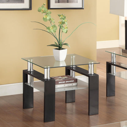 Dyer 1-shelf Square Glass Top Side End Table Black