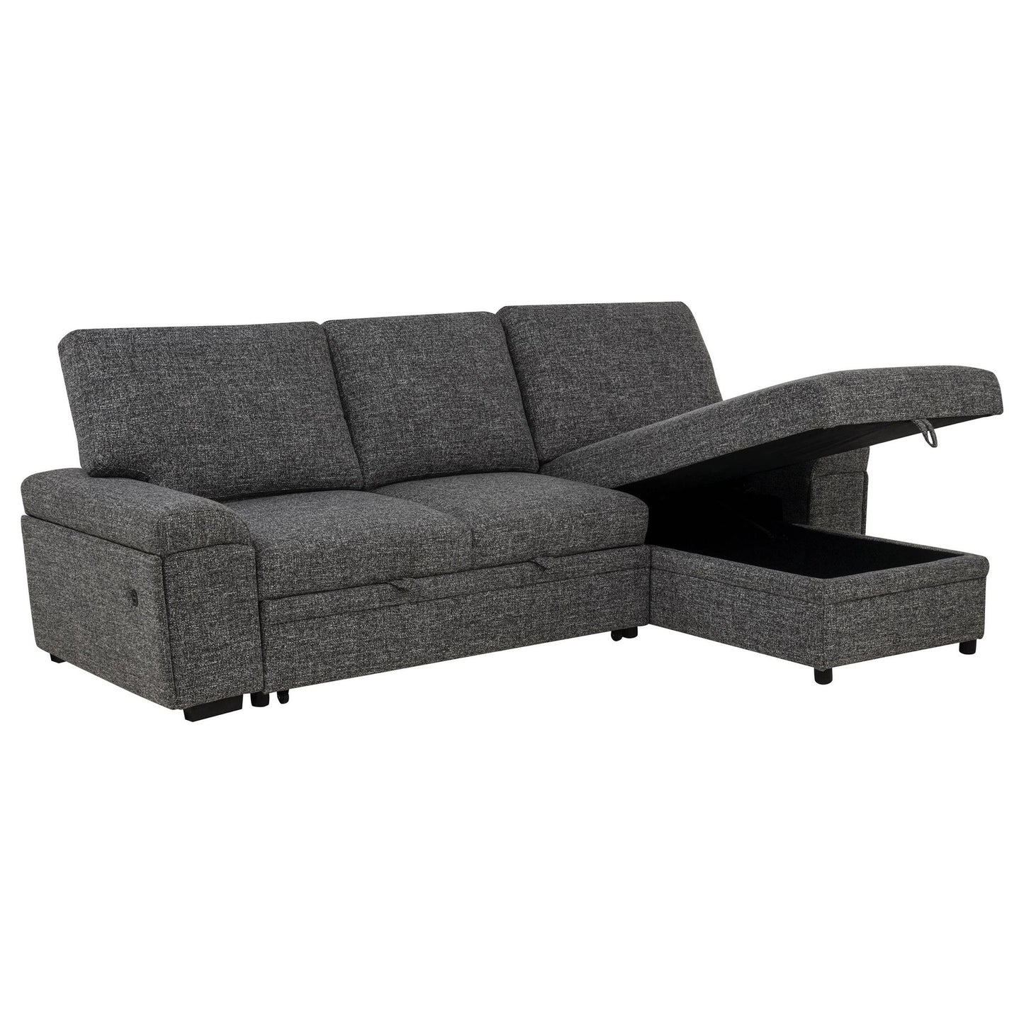 Demko Sleeper Sectional Sofa with Speaker and Storage Chaise Granite