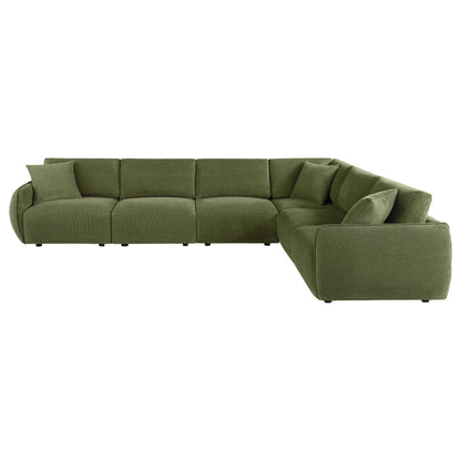 Elysia 6-piece Chenille Upholstered Modular Sectional Sofa Green