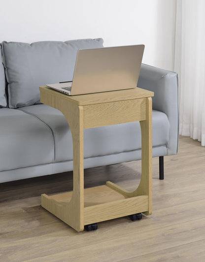 Ralston C-Shaped Lift-Top Sofa Side Table With Casters Light Oak
