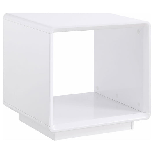 Paseo Square End Side Table White High Gloss