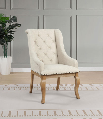 Brockway Upholstered Arm Chair Barley Brown (Set of 2)