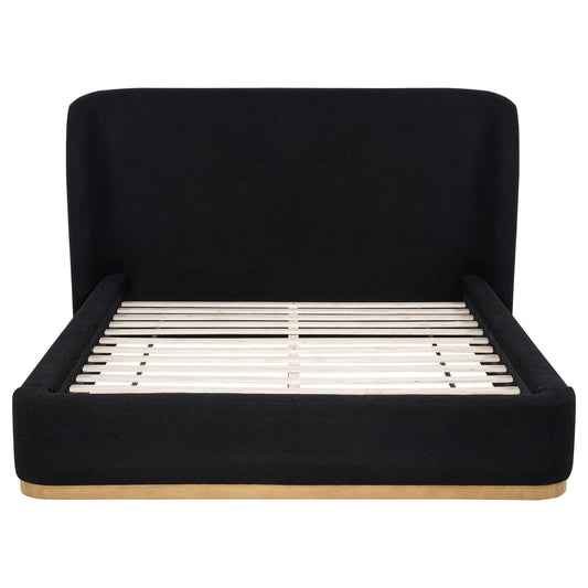 Blaire Upholstered Queen Wingback Platform Bed Black