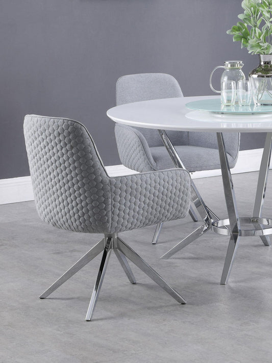 Abby Fabric Upholstered Swivel Dining Arm Chair Light Grey