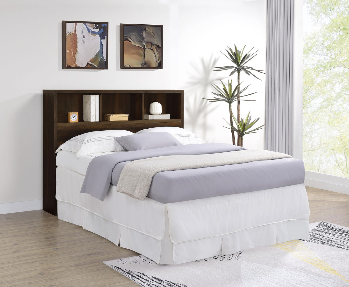 Westpark 49-inch Queen Bookcase Headboard Dark Pine