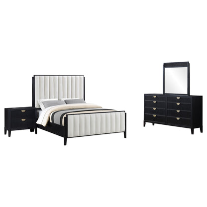 Brookmead 4-piece Upholstered Cal King Bedroom Set Black