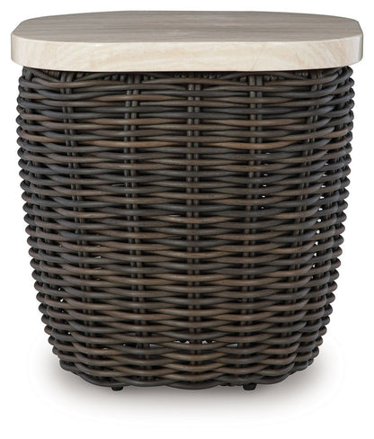 Kimora - Square End Table - Beige / Dark Brown