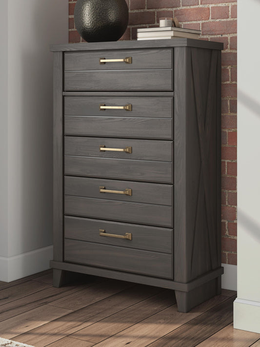 Vonitta Bay - Five Drawer Chest - Dark Brown