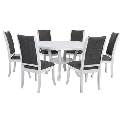 Judd 7-piece 54-inch Round Wood Dining Table Set Pearl White