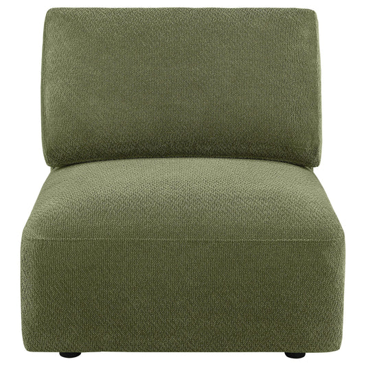 Elysia Chenille Upholstered Modular Armless Chair Green