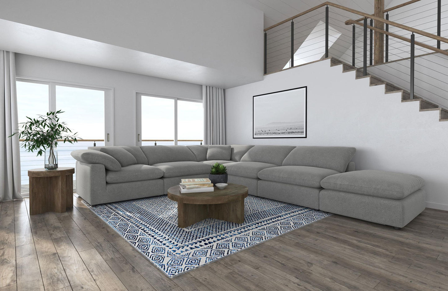 Raleigh 6-piece Boucle Upholstered Modular Sectional Grey
