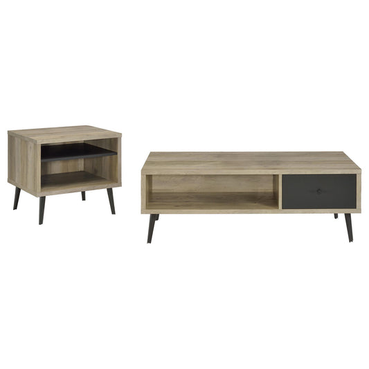 Welsh 2-piece Coffee and End Table Set Distressed Pine
